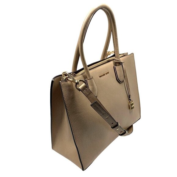 Michael Kors Large Mercer Satchel in Oyster Pebbled Leather 30F6GM9T3L/134 - Picture 5 of 16